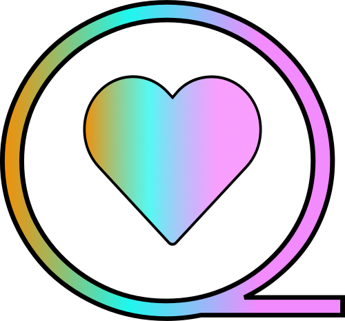 Un coeur arc-en-ciel dans un Q